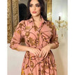 Dubai Long Dress Middle East Autumn Chain Print Swing Dress Turkish  Floral Long Sleeve dress