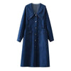 New Long Sleeve Button loose Denim Midi Dress Women