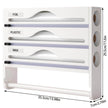 3 grid Bamboo Wood Wall Mounted Food Wrap Dispenser