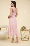 Polka Dot Chiffon Tiered Dress | Sage