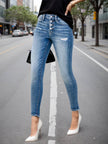 High Waisted Jeans – Women’s Blue Washed Slim Fit Denim