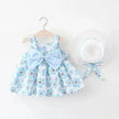 Baby Girl Floral Princess Dress with Matching Hat – Cotton Suspender Sundress for Toddlers