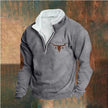 Retro Patchwork Half Cardigan Men's Long-sleeved Sweater