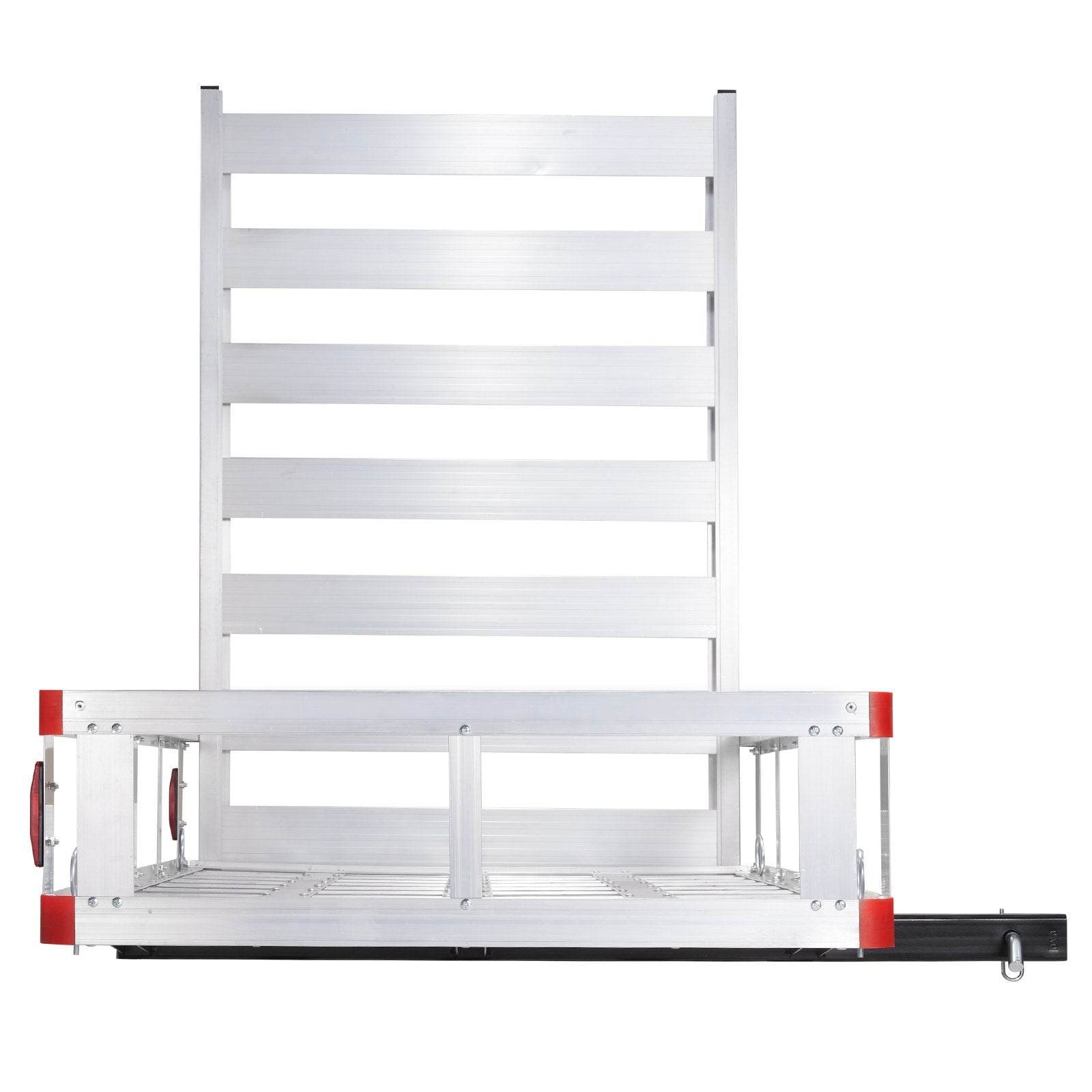 Hitch Cargo Carrier, 500lbs Capacity Trailer Hitch Mounted Cargo Basket, Aluminum Luggage Carrier Rack With Folding Ramp, Fits 2 Hitch Receiver For SUV Truck Pickup Camping