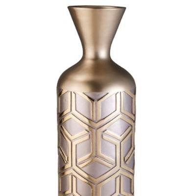 22 Tall Polyresin Decorative Vase, Weave Rose Gold Design