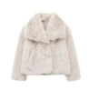 Winter Plush Open front Coat Thick lapel Outwear Faux Fur Coat women