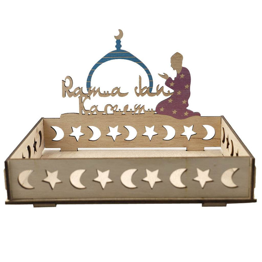 Wooden Ornament Eid Al Fitr Table Decoration coffee Tray
