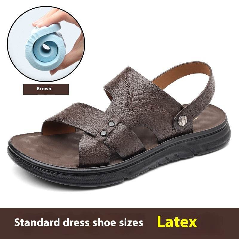 Men’s Premium Leather Cross-Strap Sandals – Breathable Open-Toe Casual Comfort Shoes