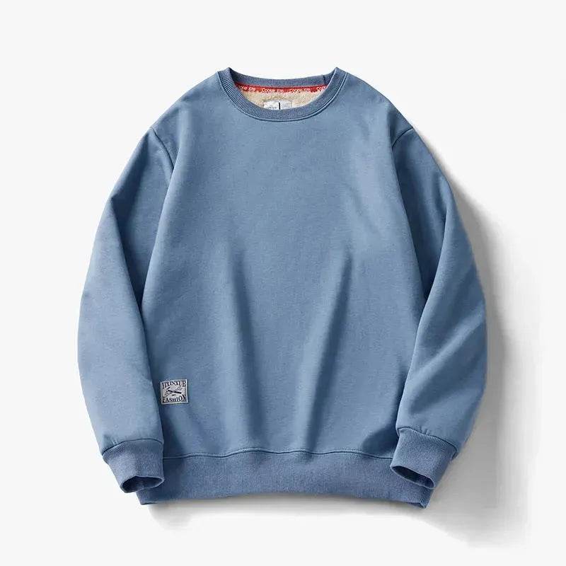 Fleece-lined Teens Oversized Winter cotton Pullover tops Round neck Sweatshirt