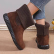 Women's Reversible Knit Flat Ankle Snow Boots | Suede Winter Boots
