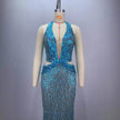 New Halter Deep V-neck Slim fit Sequined Evening Party Dress
