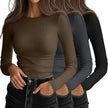 Women's 3D Print Crew-Neck Slim-Fit Long-Sleeve T-Shirt | Canada & USA