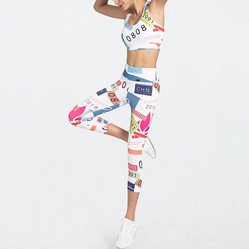 2pcs Women's Printed  fitness Gym Workout Outfit set