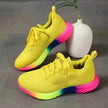 Rainbow sneaker - Lace-up Mesh Shoes With Rainbow Sole Design Fashion Walking Running Sports Shoes Sneakers For Women