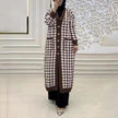 Women's Middle East Muslim Houndstooth Woolen Cardigan Jacket