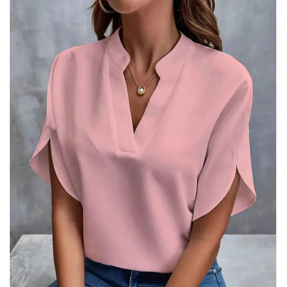Summer Short-sleeved Chiffon Shirt New V-neck blouse Women's Casual Versatile Clothing Evening Tops for Women