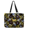Women's Winter Plush Floral Shoulder Bag – Large Tote Handbag (White & Decor)