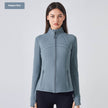 Long Sleeve Workout Tops for Women Halter Neck Zip Up gym top
