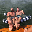 Inflatable Pool Float Lounger – Foldable Striped Floating Row for Adults