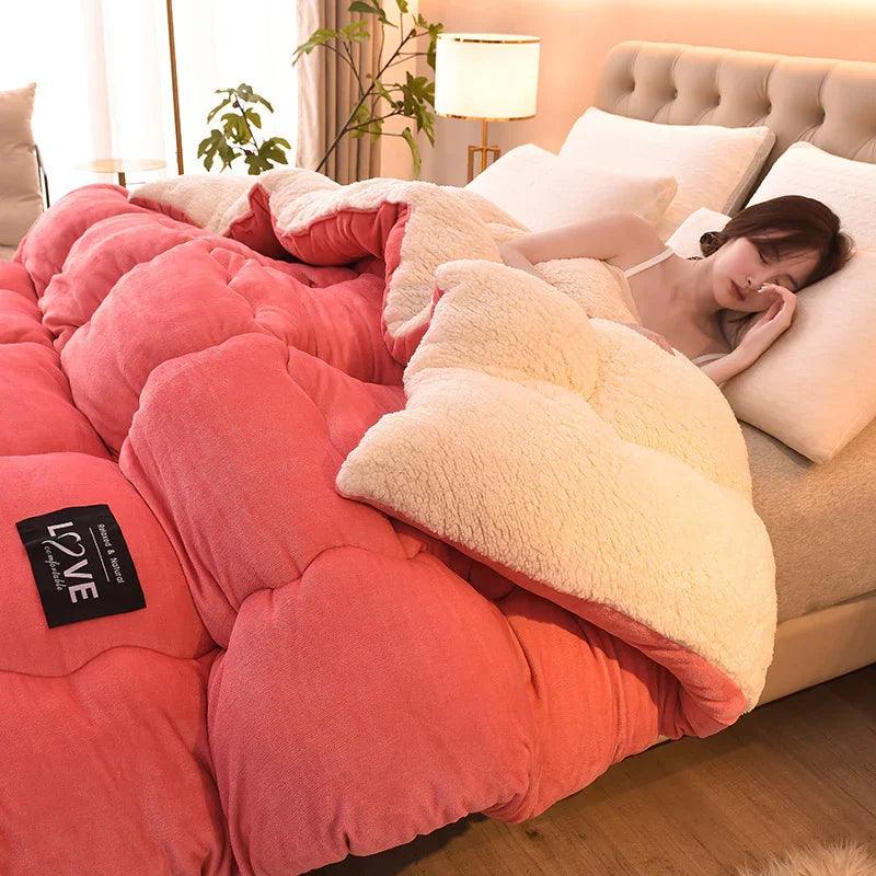 New Thick Lambskin Winter Duvet Insert Double-sided Velvet Lambswool Warm Quilt