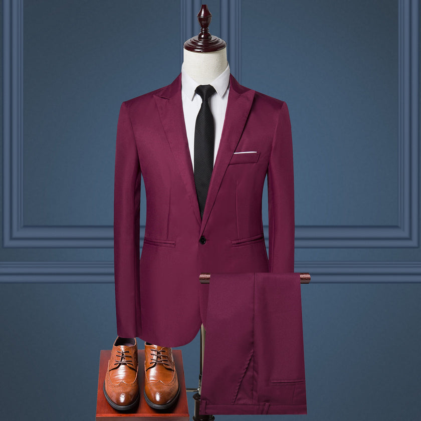 Men's Solid Color Leisure Suit Two-Piece Set – Jacket & Pants (M–5XL, 8 Colors)