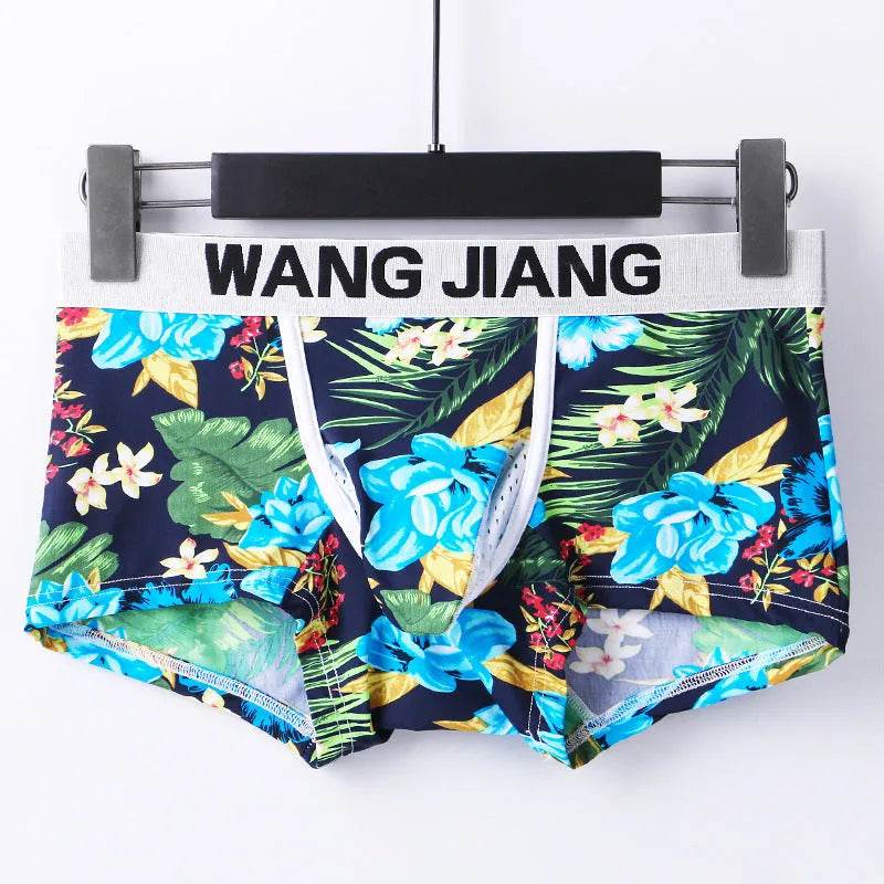 Silk Breathable Mesh Floral Ball sack Brief Boxers with Pouch Underwear