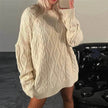 Casual Oversize Hip pop style Round neck Knitted Twist Sweater dress