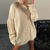 Casual Oversize Hip pop style Round neck Knitted Twist Sweater dress
