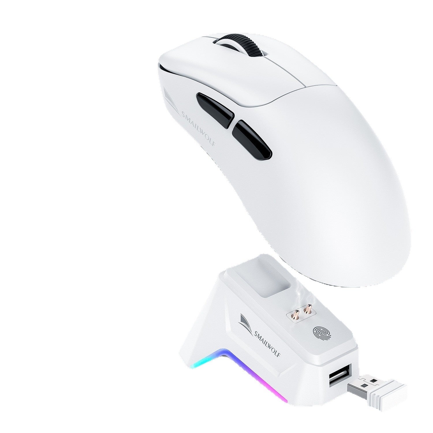 Smailwolf M5 Tri-Mode Wireless Mouse with Charging Dock – 2.4G, Bluetooth & Wired | Black, White, Rose Red
