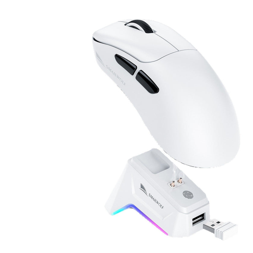 Smailwolf M5 Tri-Mode Wireless Mouse with Charging Dock – 2.4G, Bluetooth & Wired | Black, White, Rose Red