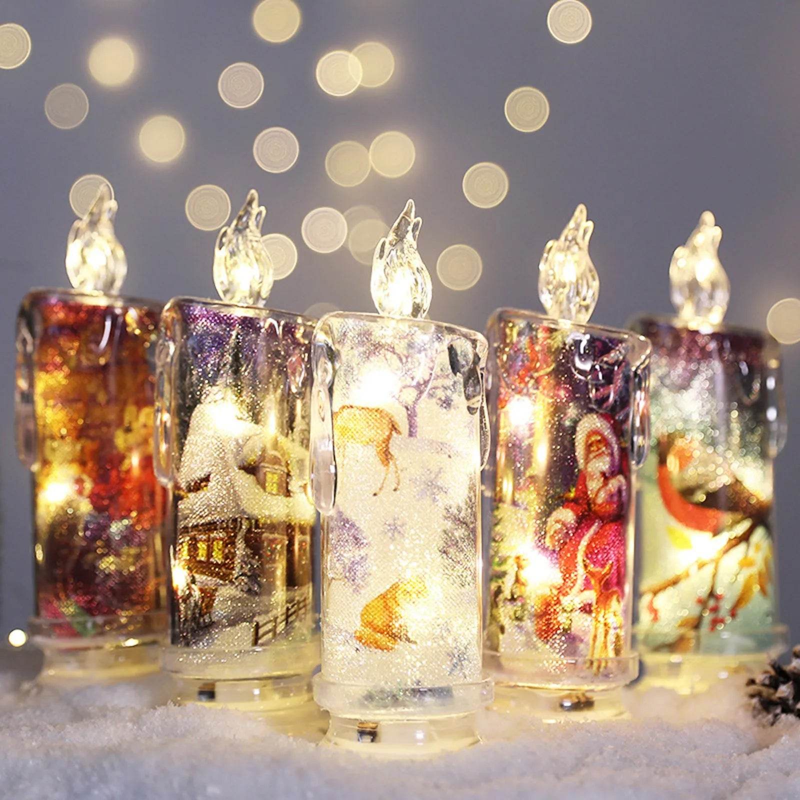 Christmas Transparent Electronic Flameless Candles Decorative Gifts