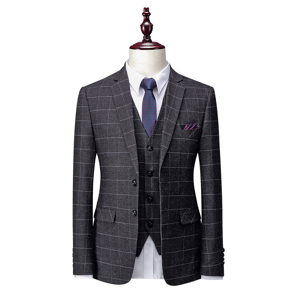 Men's Korean Slim Fit Business Suit – Dark Grey, S–4XL