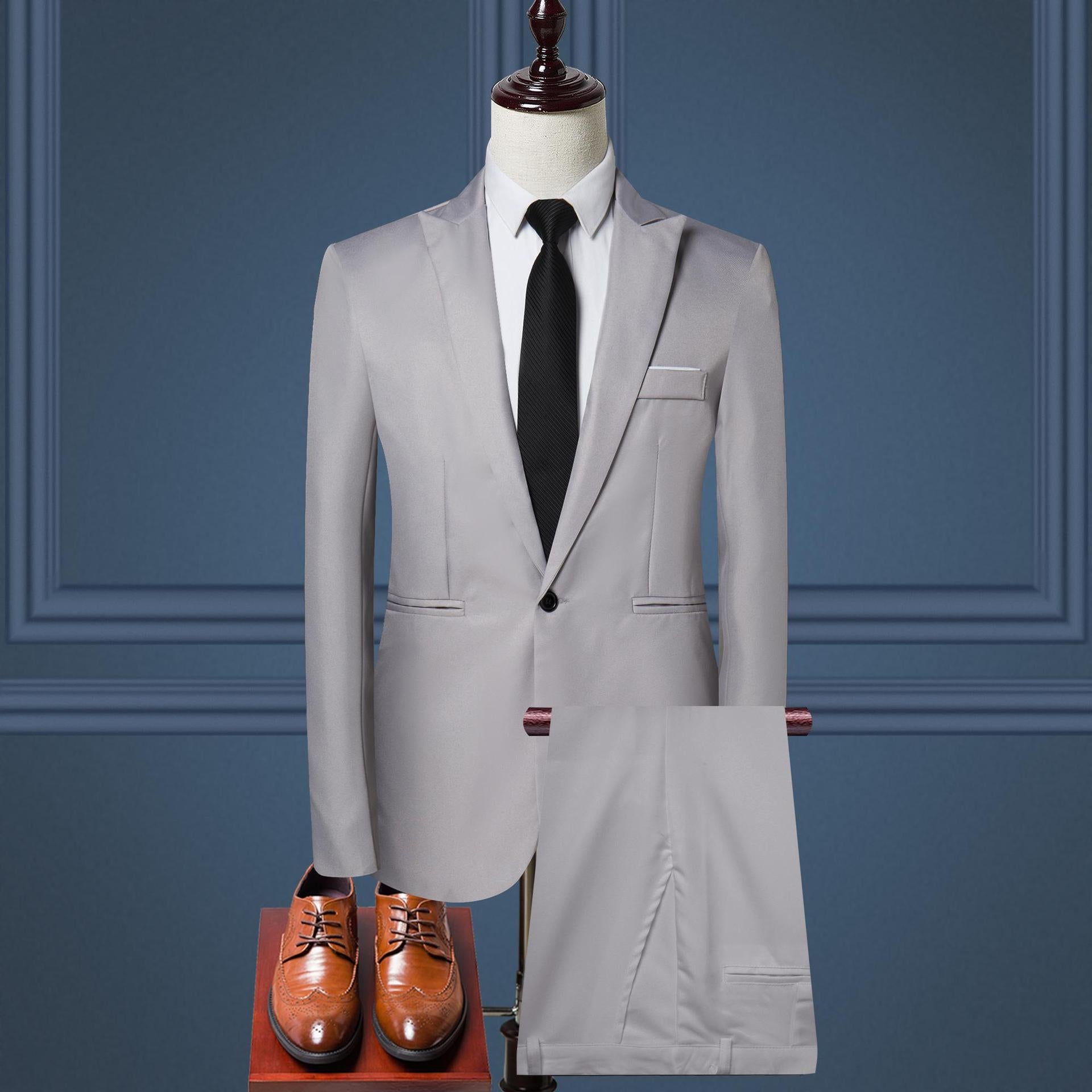 Men's Solid Color Leisure Suit Two-Piece Set – Jacket & Pants (M–5XL, 8 Colors)