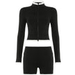American 3pcs Fashion Workout Clothes set Zipper Long Sleeve Cardigan+ Vest+ short pant