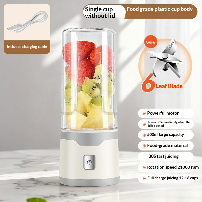 Rechargeable Electric Juicer Cup – Portable USB Blender with 6-Blade & Double Cup | 500ML