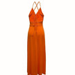 Elegant V Neck Summer Maxi Slit Dress Spaghetti Strap High Slit Long Dress