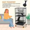 Large Metal 4 Tiers Small Animal Cage With Hammock, Removable Tray, Extra Space For Ferrets Chinchillas, Gray