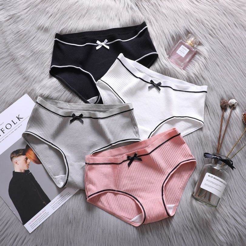 Women's Fashion Casual Threaded Mid-rise Shorts underpant 8pcs
