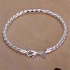 925 Silver Plated Fashion Solid Round Snake Bracelet