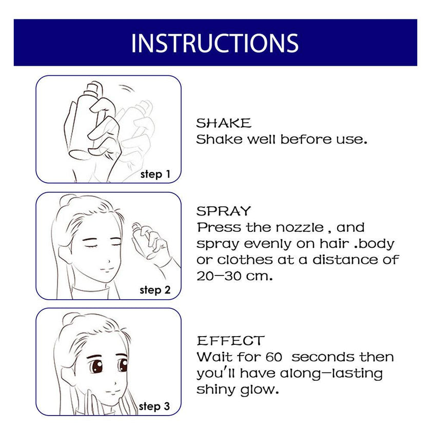 Glitter Spray for Hair and Body Long-Lasting Sparkle Shimmer Spray 60ml All Skin Tones