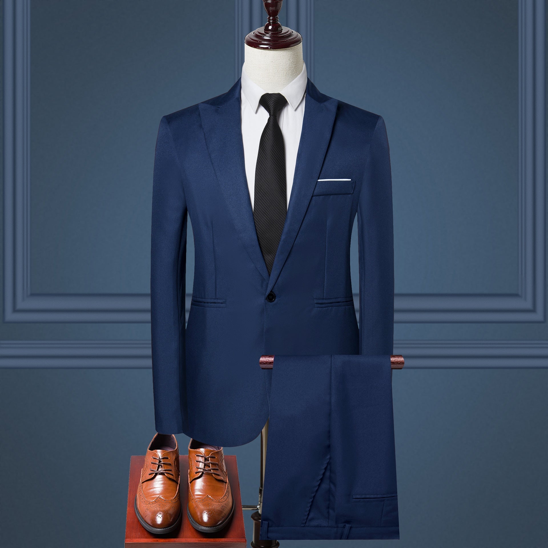 Men's Solid Color Leisure Suit Two-Piece Set – Jacket & Pants (M–5XL, 8 Colors)