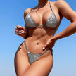 Women's Shiny Bikini Set | Metallic Silver Swimwear Canada