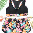 Women's Floral Print Bikini Split Swimsuit | Polyester Swimwear S-2XL