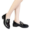 Women's Metal Buckle Chunky Heel Loafers for Smart Casual and Office Wear