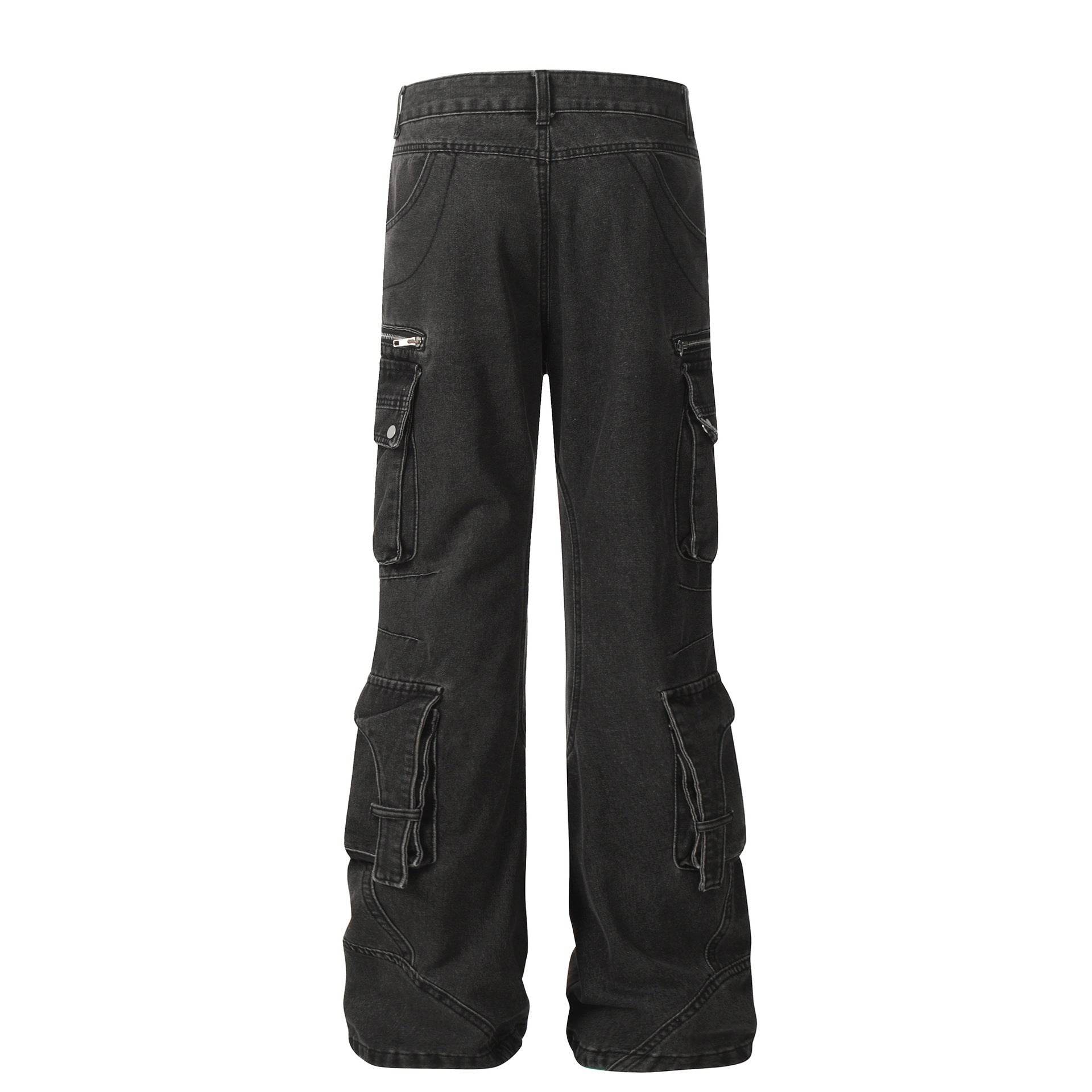 Solid Color Casual Multi-pocket Denim Jean Cargo Pants women