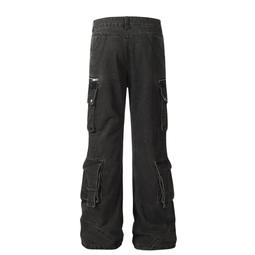 Solid Color Casual Multi-pocket Denim Jean Cargo Pants women