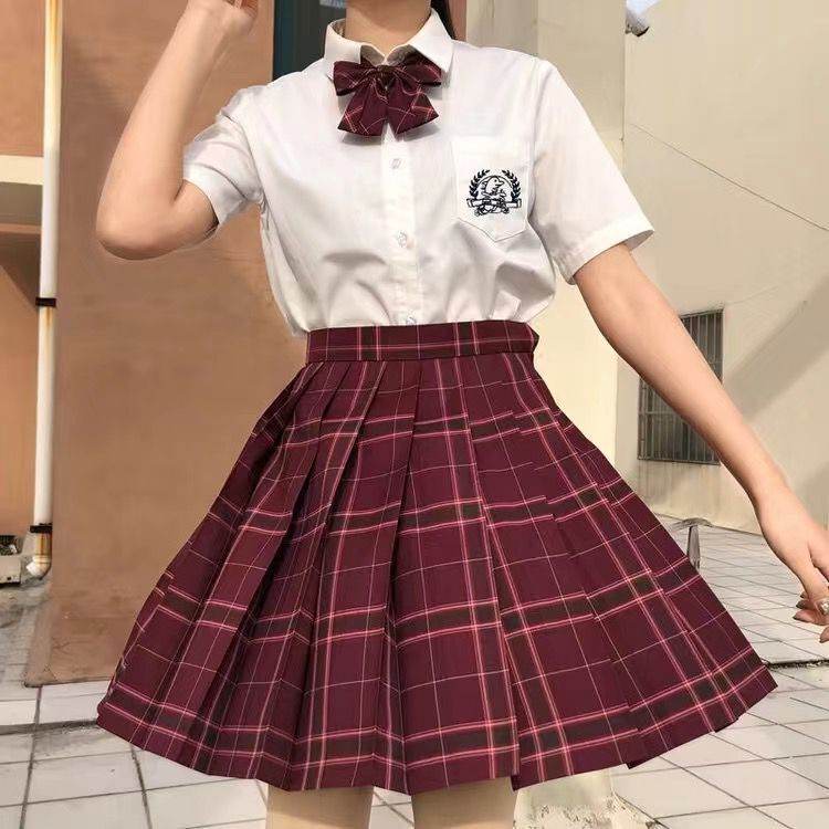 Student Jk Plaid Skirt Preppy Style Mini Pleated  Kilt Skirt