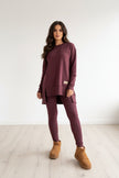 Women's Slit Long Sleeve Top & Trousers Two-Piece Set | White, Black, Army Green, Reddish Brown | S–XXXL