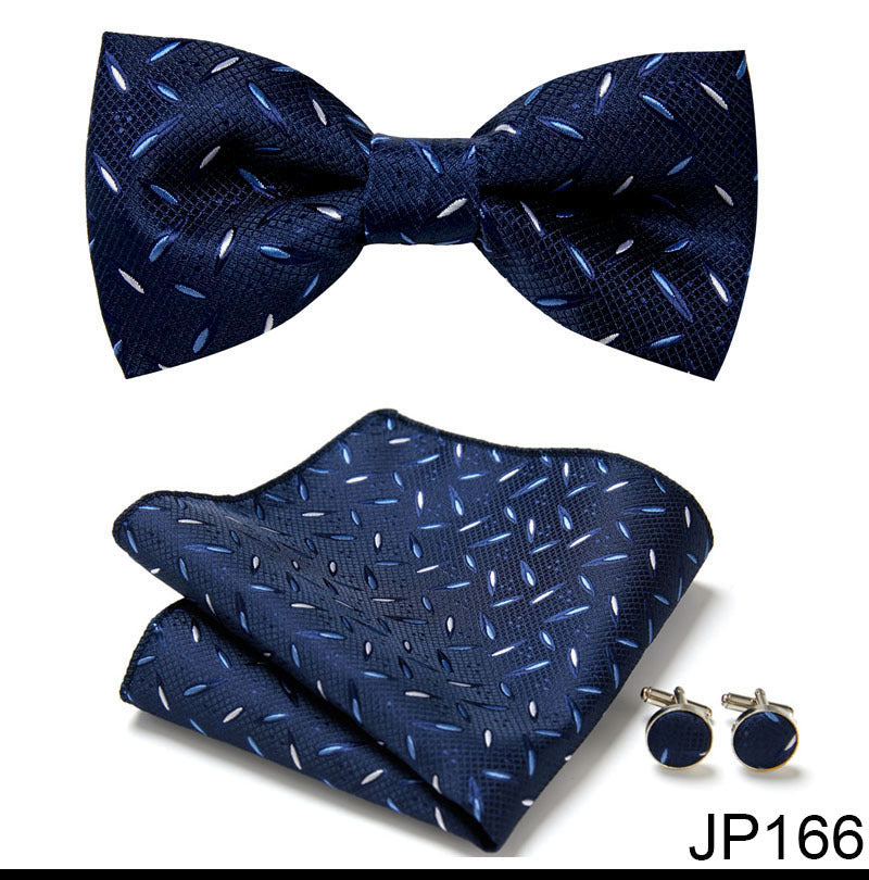 Men's Jacquard Bow Tie Set – Bow Tie, Pocket Square & Cufflinks | 36 Colors | Canada & USA