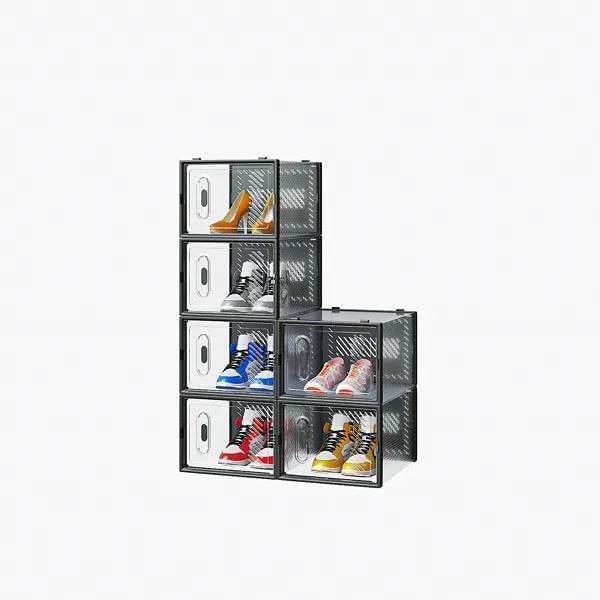 Black, Big Size, 6PCS, 36x28x21cm, Shoe Box, Plastic Mesh, Freely Combinable